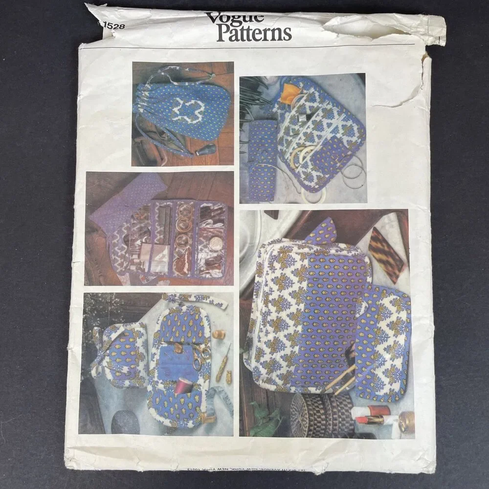 Vintage Vogue Patterns Crafts Organizer Sewing Kit Shoe Bag Uncut Pattern 1528